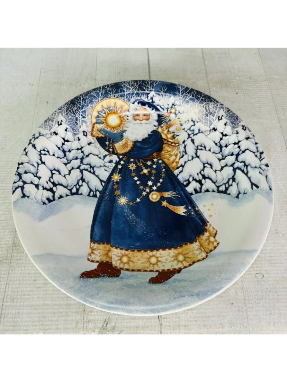 Certified Inter STARLIGHT SANTA Judith Griffith Christmas Dinner Plate Set 4 NEW